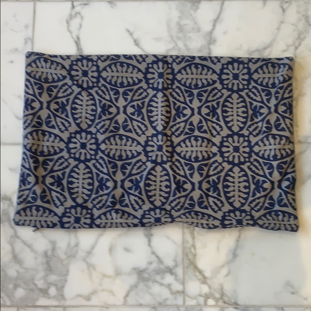 Blue Block Print Linen Lumbar pillowcase